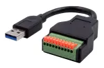 EXSYS EX-49127 USB-A (ki&scaron;tukas) į 10 kontaktų gnybtų bloko adapterio kabelis su mygtuku, USB 3.2 Gen 1, 15 cm