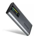 Axagon EEM2-SD2 USB-C 10Gbps - M.2 NVMe ir SATA SSD dėklas su ekranu