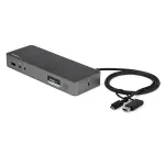 StarTech.com Universali ne&scaron;iojamojo kompiuterio dokų stotelė, Hibridinė USB-C ir USB-A, Dvigubas 4K DP ir HDMI, 60W PD, Mac / Windows / Chrome OS, 4x USB 5Gbps &scaron;akotuvas, GbE