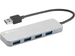 Sandberg USB 3.0 Hub 4 prievadai SAVER, USB 3.2 Gen 1 (3.1 Gen 1) Type-A, 5000 Mbit/s, sidabrinis, aliuminis, 40 g