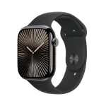 APPLE Watch Series 10 GPS + Cellular 46mm titano korpusas su juodu sportiniu dirželiu - M/L