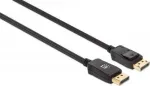 Manhattan DisplayPort 1.4 laidas, 8K@60Hz, 2 m, pintas, vyri&scaron;kas į vyri&scaron;ką, su fiksatoriais, pilnai ekranuotas, juodas, garantija visam laikui, DP14MM2M