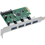 InLine 76666M PCIe USB 3.2 Gen 1 plėtotės kortelė su 4 USB-A prievadais