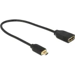 DELOCK Laidas HDMI Micro D ki&scaron;tukas > HDMI A lizdas High Speed su Ethernet 3D 4K 20cm Premium Slim