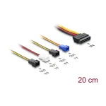 Maitinimo laidas DELOCK SATA 15 kai&scaron;čių į 4&times;2 kai&scaron;čių ventiliatorių (12V / 7V / 5V), 20 cm