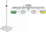 LED lazerinis juostinis &scaron;viestuvų rinkinys EUROLITE KLS su BPS-3 garsiakalbių stovais, baltas