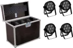 LED prožektorius EUROLITE 7C-7 Silent Slim 4x su ne&scaron;iojimo dėklu, kompakti&scaron;kas 4 vienetų rinkinys
