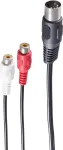 Garso kabelis ShiverPeaks BS10201 0,2 m DIN (5 kontaktų) &ndash; 2 x RCA juodas