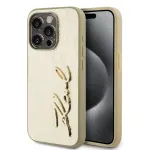 Karl Lagerfeld Wrinkled Metal Signature Case, skirta iPhone 15 Pro Max, auksinė