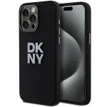 DKNY DKHCP15LSMCBSK Hardcase Liquid Silicone Case, skirta Apple iPhone 15 Pro 6,1 inch, juoda, metalinis logotipas