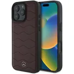 Mercedes-Benz MB Waves Leather Hard Case, skirta Apple iPhone 16 Pro Max 6,9 colio, raudona