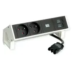 Bachmann DESK2 2x UTE 1x USB A/C 22W 0,2m RAL9010 - stalinis maitinimo blokas