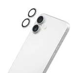 LAUT Ring Camera Lens Protector, skirta Apple iPhone 16 / 16 Plus &ndash; premium grūdintas stiklas, 9H kietumas, permatomas su juodu žiedu