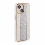 iLike Apple iPhone 15 Diamonds and Leather Case White