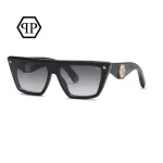 Philipp Plein Moteri&scaron;ki katinėlio formos akiniai nuo saulės SPP172S530700 juodi pilkas gradientas 53 mm