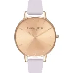 Olivia Burton moteri&scaron;kas laikrodis OB16BD110 38 mm rausvo aukso nerūdijančio plieno korpusas pilka odinė apyrankė