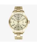 Radiant RA631203 vyri&scaron;kas analoginis kvarcinis laikrodis 43 mm metalo korpusu, plieno apyranke ir auksinio atspalvio ciferblatu
