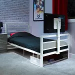 XROCKER Gaming Single Bed 90x190cm su TV laikikliu Metal White