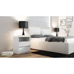 Topeshop M1 BIEL MAT nightstand/Naktinis staliukas 2 stalčius(s) baltas