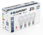 Blaupunkt LED lemputė E27 A60 600 lm 6W 4000K, 4 vnt. (BLAUPUNKT-E27-6W-NW-4)