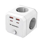 Wozinsky WKZ-4B Power Cube 4x AC 2x USB-A 2x USB-C PD 20W 4000W baltas