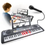MQ 6119L 61 klavi&scaron;ų ne&scaron;iojama elektrinė klaviatūra su LED ekranu, 128 garsais, 128 ritmais, įra&scaron;ymo ir pamokų funkcijomis, juoda