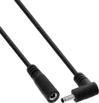 InLine&reg; DC prailginimo laidas, stačiu kampu lenktu ki&scaron;tuku, 3,5 x 1,35 mm, juodas, 2 m