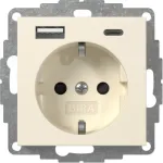 GIRA 245901 SCHUKO lizdas su USB įkrovikliu 2x Type A/C System 55 kreminės baltos spalvos