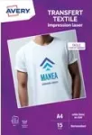 Avery T-Shirt Transfer Paper A4 White for Light Fabrics, Laser Printers, 15 Sheets (C9403-15)