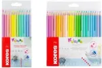 Kores Kolores Pastel trikampiai spalvoti pie&scaron;tukai, 12 skirtingų pastelinių spalvų, 3 mm &scaron;erdis, didelis pigmento kiekis, kartoninė dėžutė BB93311