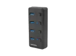 Natec Mantis 2 NHU-1557 USB 3.0 skirstytuvas 4 prievadų, USB Type-B įvestis, įjungimo/i&scaron;jungimo mygtukai, maitinimo blokas, juodas