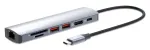 Manhattan USB-C Dock / Hub su kortelių skaitytuvu, 5 prievadai: Ethernet, HDMI, USB-A (x2) ir USB-C, su Power Delivery (PD) 100W