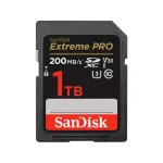 SDXC atminties kortelė SANDISK Extreme PRO 1TB UHS-I U3 V30 Class 10, iki 200 MB/s skaitymas, 140 MB/s ra&scaron;ymas, atspari smūgiams, juoda