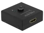 DeLock HDMI 2:1 dvipusis jungiklis 4K 60 Hz kompakti&scaron;kas &ndash; Mažmeninė dėžutė &ndash; Vaizdo/garso perjungiklis &ndash; 2 x HDMI &ndash; stalinis (64072)