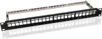 helos Modular Rack Keystone Patch Panel 19 inch 1U 24-Port, juoda