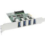 InLine 76661C USB 3.0 4 prievadų pagrindinis valdiklis PCIe su LP laikikliu ir 4 kontaktų pagalbiniu maitinimu