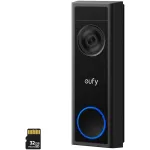 Vaizdo durų skambutis Eufy C31 2K su MicroSD palaikymu, 2560&times;1440, 6500 mAh, laidinis ir belaidis, juodas