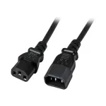 EFB-Elektronik prailginimo laidas C14 180&deg; - C13 180&deg;, juodas, 2,0 m, 3 x 0,75 mm&sup2; (EK503.2)