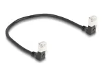 DeLOCK RJ45 tinklo kabelis Cat.6A S/FTP plonas 90&deg; žemyn 0,25 m juodas