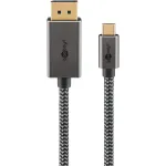 USB adapterio laidas, USB-C ki&scaron;tukas > DisplayPort ki&scaron;tukas, 4K 60Hz (juodas/sidabrinis, 2 m, pintas laidas)