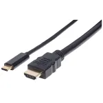 Manhattan USB-C į HDMI laidas, 4K@30Hz, 2 m, juodas, ki&scaron;tukas-ki&scaron;tukas, trejų metų garantija