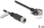 Tinklo kabelis DeLOCK M12 D-koduotas 4 kontaktų moteri&scaron;kas į RJ45 ki&scaron;tuką Cat.5e 3 m Juodas