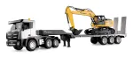 Amewi 2-in-1 Low Loader and Excavator Set G836E/G041E 1:24 RTR mastelis &ndash; paruo&scaron;tas naudoti žemagrindis puspriekabė ir ekskavatorius