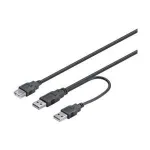 Wentronic Goobay USB 2.0 Hi-Speed Dual-Power kabelis, juodas, 0,3 m - USB 2.0 ki&scaron;tukas (A tipas) , USB 2.0 ki&scaron;tukas (A tipas) > USB 2.0 lizdas (A tipas) (93353)