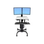 Ergotron WorkFit-C Dvigubo Ekrano Sėdėjimo-Stovėjimo Darbo Stotelė - Vežimėlis 2 LCD Ekranams/Klaviatūrai/Pelei/CPU - Pilka, Juoda - Ekrano Dydis: 55,9 cm (22) - Tvirtinimo Sąsaja: 100 x 100 mm, 75 x 75 mm