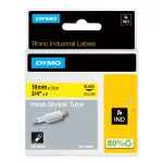 DYMO Rhino pramoniniai termosusitraukiantys kabelių žymėjimo vamzdeliai | 19 mm x 1,5 m | juodas spaudinys ant geltono | skirta Rhino etikečių spausdintuvams