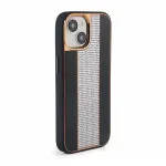 iLike Apple iPhone 15 Diamonds and Leather Case Black