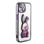 iLike Apple iPhone 14 Silicone Case Print Desire Rabbit Purple