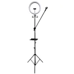 iLike S12 LED Selfie 31cm Ring Light Lamp + Tripod Stand 2,1m + Shelf & 3x Phone / Mic Holder Black