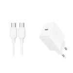 JOYROOM JR-TCF20 20W USB-C sieninis įkroviklis su USB-C į USB-C laidu (1 m)